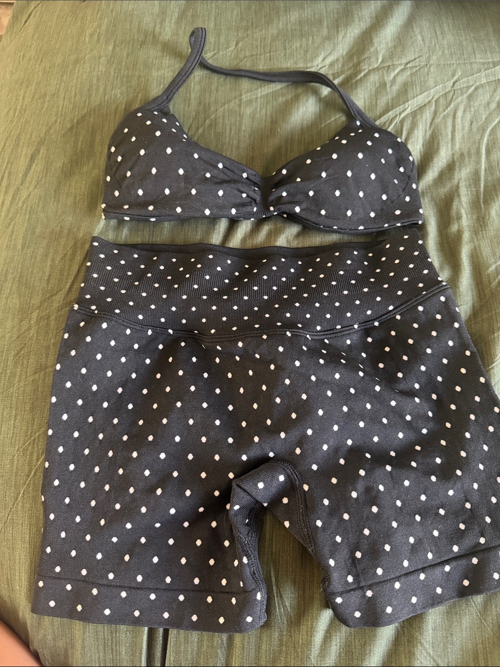 Black Polka Dot Athletic Shorts — High-Waist Active Short
